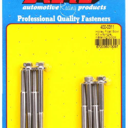 ARP HOLLEY FLOAT BOWL BOLTS(8)W/ONE METERING BLOCK, S/LESS