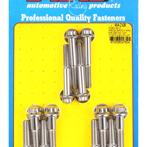 FORD 351C PERFORMER RPM AIRGAPINTAKE BOLTS, STAINLESS, 12-PT