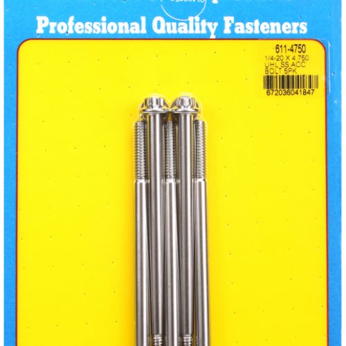 SS 12PT BOLTS 1/4″ UNC x 4.75″5/16″ WRENCH (5-PACK) 1/4-20