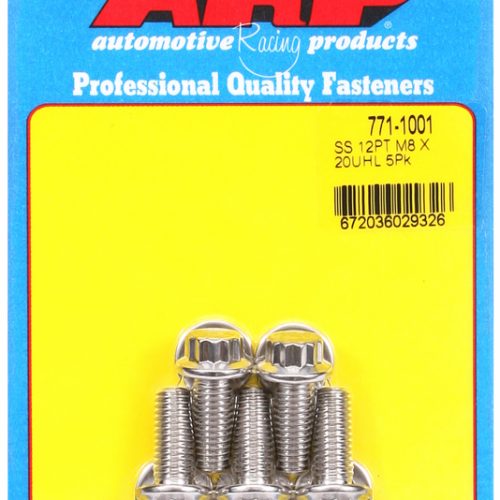 SS 12PT BOLTS M8x1.25 x 20mm  10mm WRENCH (5-PACK) 8mm-1.25
