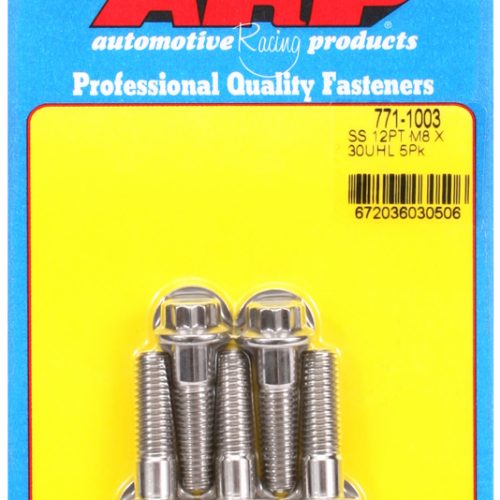 SS 12PT BOLTS M8x1.25 x 30mm  10mm WRENCH (5-PACK) 8mm-1.25