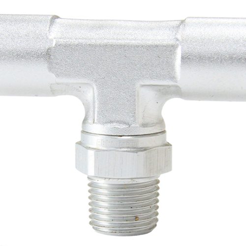 1/8″ NPT TEE TO 2 X 1/4″ 120 SERIES NYLON SILVER FITTING