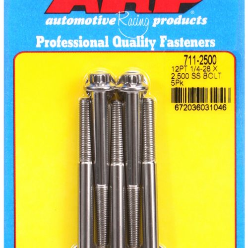 SS 12PT BOLTS 1/4″ UNF x 2.50″5/16″ WRENCH (5-PACK) 1/4-28