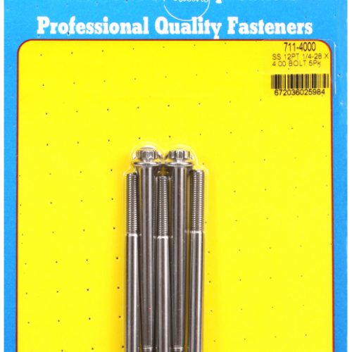 SS 12PT BOLTS 1/4″ UNF x 4.00″5/16″ WRENCH (5-PACK) 1/4-28
