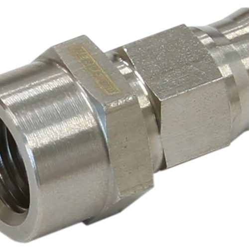 S/S Straight Hose End 1/8″ NPTfemale to -3 teflon hose