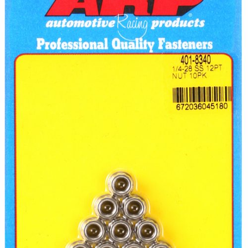 SS 12PT NUTS 1/4-20 UNC (10)  5/16″ WRENCH, .433″ COLLAR