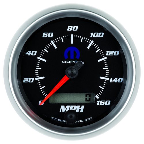 3-3/8″ ELECT SPEEDO 160MPH BLUE MOPAR LOGO, BLACK FACE