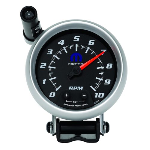 3-3/4″ SHIFT LITE TACH 10,000 BLUE MOPAR LOGO, BLACK FACE