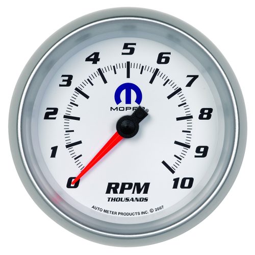 3-3/8″ IN-DASH TACHO 10,000RPMBLUE MOPAR LOGO, WHITE FACE