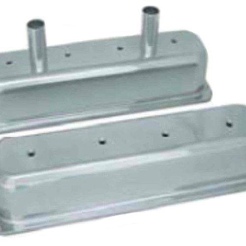 TALL CENTRE BOLT VALVE COVERS SBC, RAW ALUMINIUM WITH TUBES