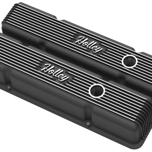 RETRO FINNED VALVE COVERS, SBCTALL, VINTAGE SERIES, BLACK