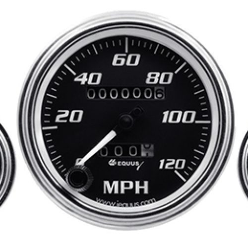 EQUUS 5-PIECE GAUGE KIT BLACK FACE, CHROME BEZEL