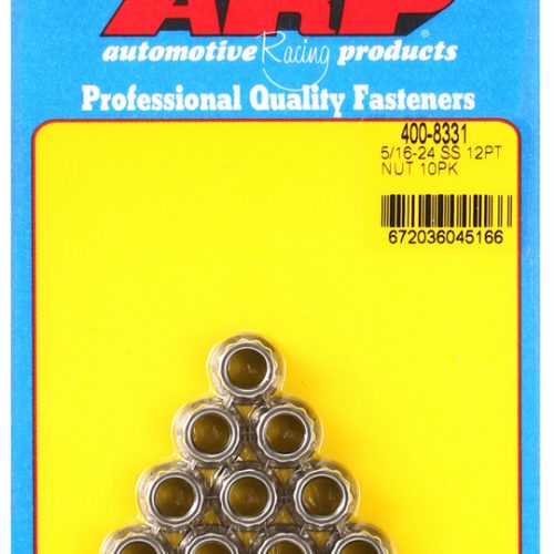 SS 12PT NUTS 5/16-24 UNF (10) 3/8″ WRENCH, .526″ COLLAR