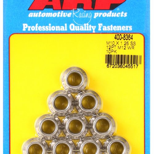 SS 12PT NUTS M10x1.25 (10)    12mm WRENCH, .700″ COLLAR