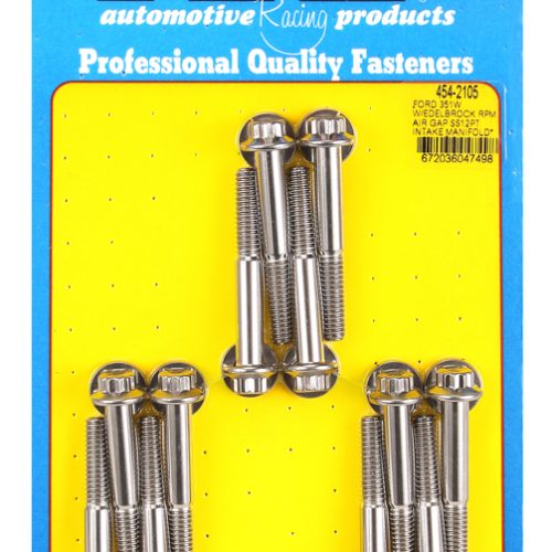 FORD 351W PERFORMER RPM AIRGAPINTAKE BOLTS, STAINLESS, 12-PT