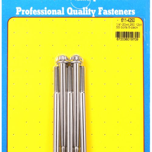 SS 12PT BOLTS 1/4″ UNC x 4.25″5/16″ WRENCH (5-PACK) 1/4-20