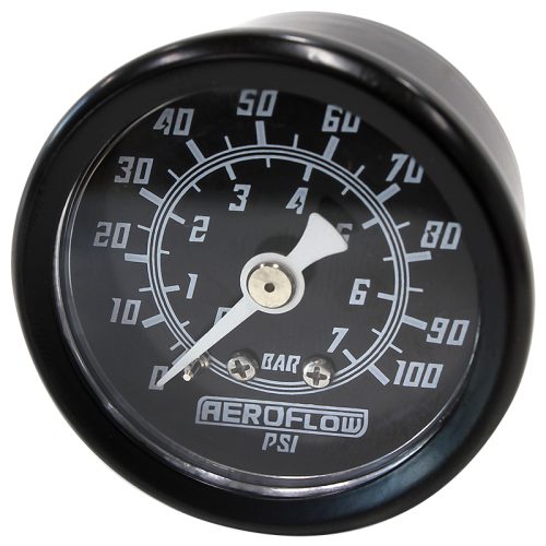 1-1/2″ 0-100 PSI PRESS GAUGE  BLACK FACE WHITE POINTER