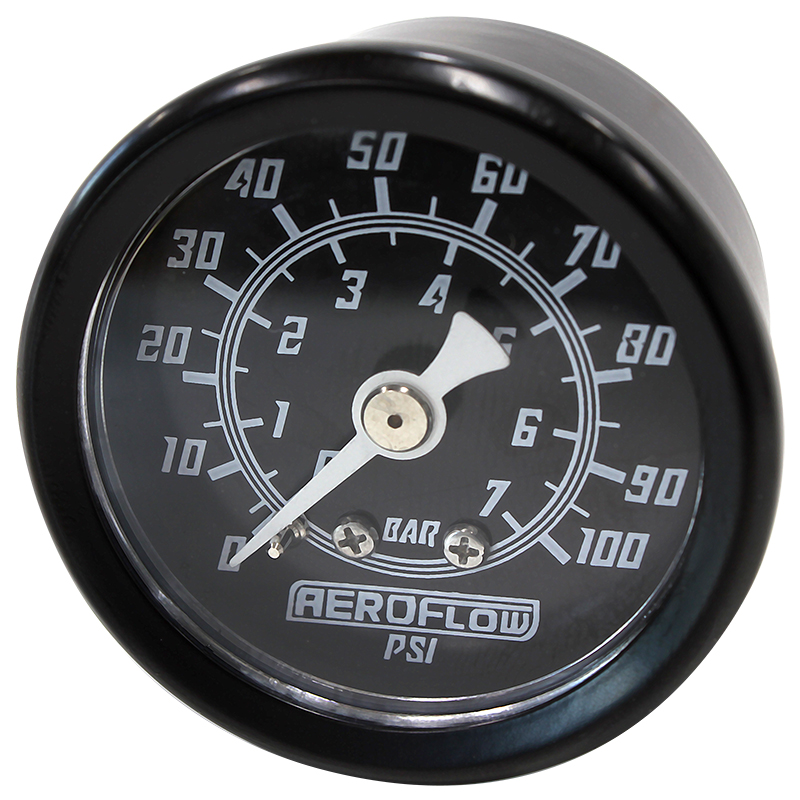 1-1/2" 0-100 PSI PRESS GAUGE BLACK FACE WHITE POINTER