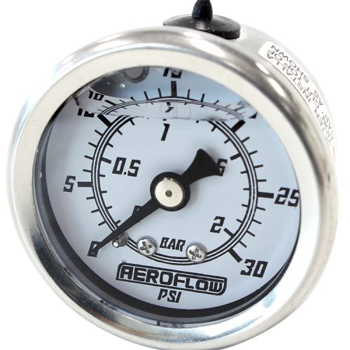 1-1/2″ 0-30 PSI LIQ FILL GAUGEWHITE FACE BLACK POINTER