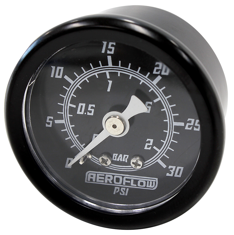 1-1/2" 0-30 PSI PRESS GAUGE BLACK FACE WHITE POINTER