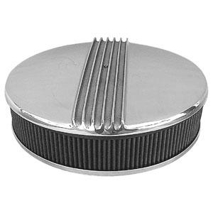 MOON ROUND FINNED AIR CLEANER ALUM POLISH 14"X3 K&N ELEMENT