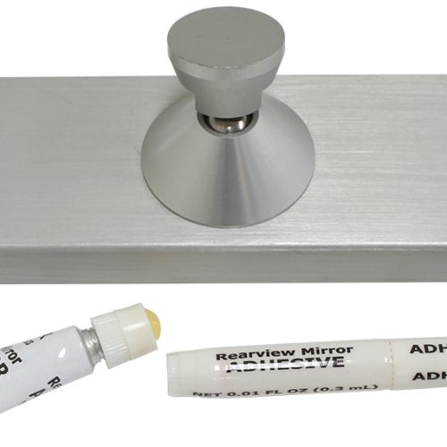 BILLET ALUM REARVIEW MIRROR GLUE ON W/GLUE BRUSHED FINISH