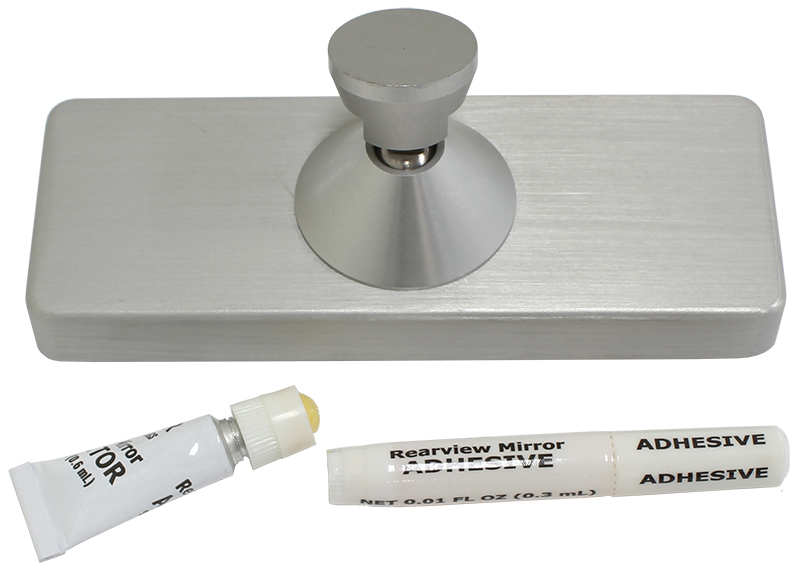 BILLET ALUM REARVIEW MIRROR GLUE ON W/GLUE BRUSHED FINISH