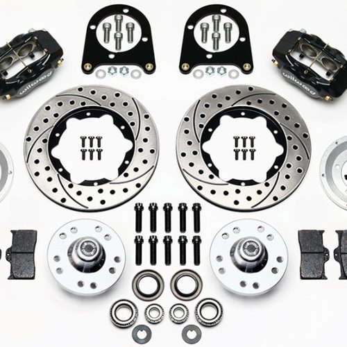 DYNAPRO 4 PIST FRONT BRAKE KIT37-48 FORD DRILLED ROTOR DUST