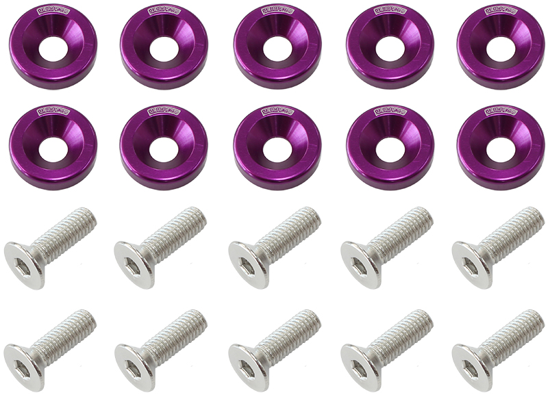 BILLET DRESS UP FENDER BOLT 10PACK M6 x 1.00 UHL 20MM PURPLE