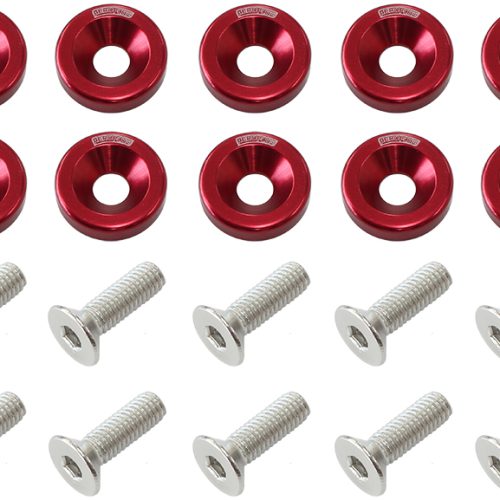 BILLET DRESS UP FENDER BOLT 10PACK M6 x 1.00 UHL 20MM RED