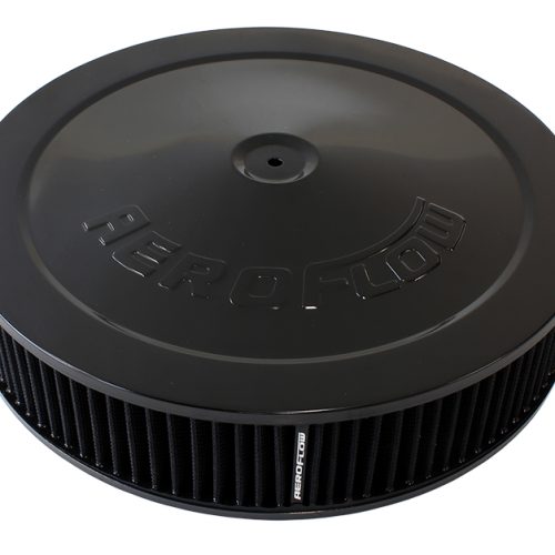 14″ X 3″  AIR CLEANER  ASSY   7-5/16″ FLAT BASE BLACK COTTON