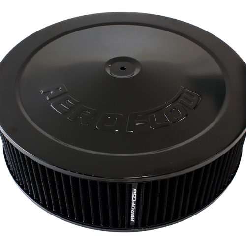 14″ X 4″  AIR CLEANER  ASSY   7-5/16″ FLAT BASE BLACK COTTON