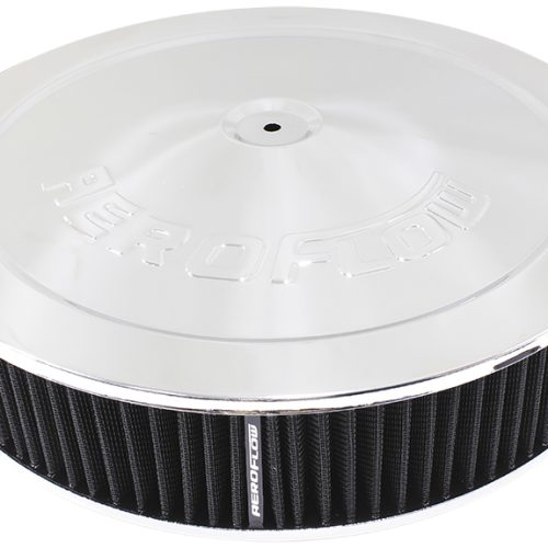 14″ X 3″  AIR CLEANER  ASSY   7-5/16″ FLAT BASE CHROME COTTO