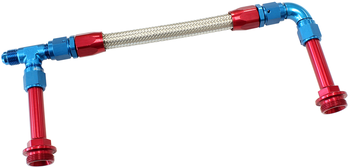 HOLLEY DUAL INLET RAIL -6AN BLUE SUIT 2X METERING BLOCKS