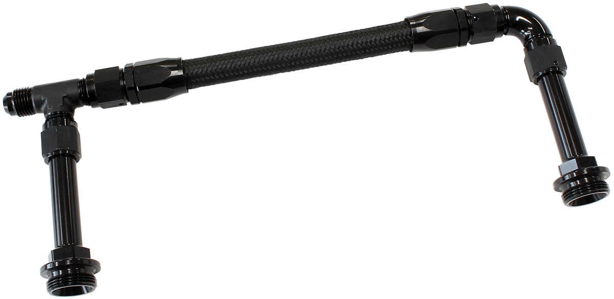 HOLLEY DUAL INLET RAIL -6AN BLACK SUIT 2X METERING BLOCKS