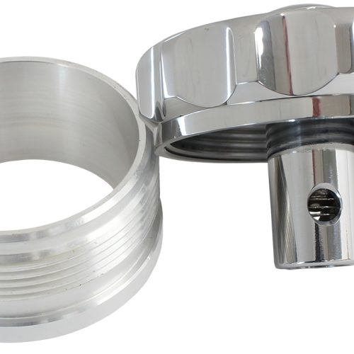 2″ ALUM WELD BUNG AND CAP POLISHED WITH ROLL OVER VALVE