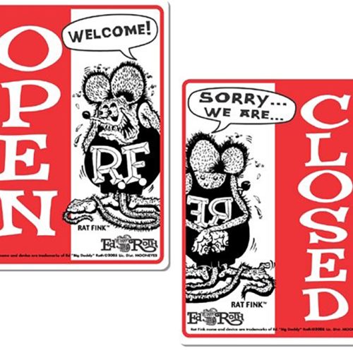 MOON RAT FINK OPEN CLOSED SIGNRED & WHITE EA