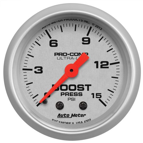 ULTRA-LITE 2-1/16″ BOOST GAUGE0-15PSI, MECHANICAL, 10FT
