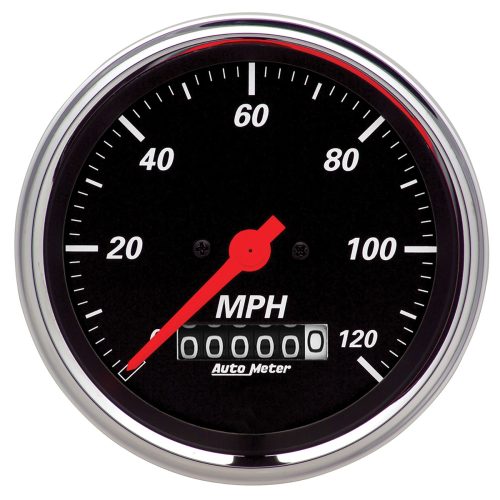 DESIGNER BLACK 120MPH SPEEDO  3-3/8″, ELECTRONIC, WHEEL ODO
