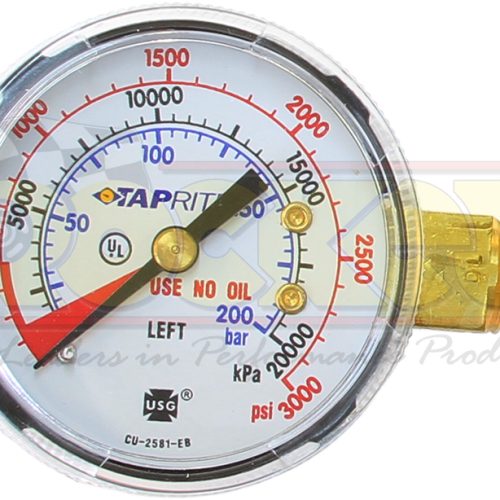 HIGH PRESSURE GAUGE FOR CO2 REGULATOR, 0-3000PSI