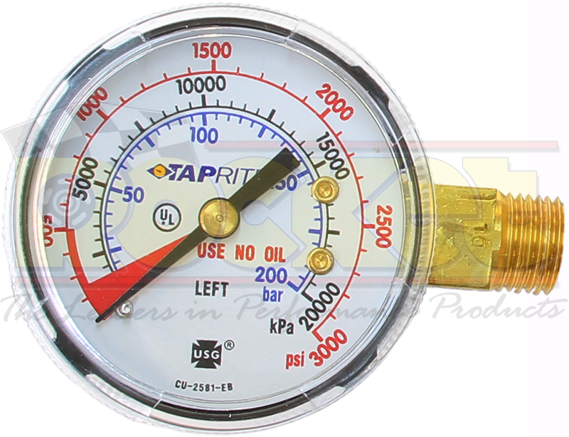 HIGH PRESSURE GAUGE FOR CO2 REGULATOR, 0-3000PSI