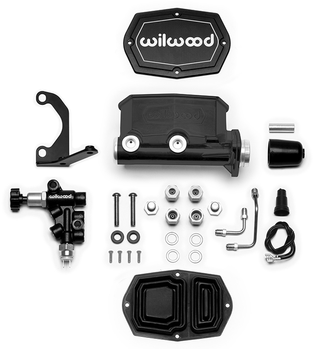 COMPACT TANDEM M/CYL KIT WITH BRACKET & VALVE, 1" BORE, BLK