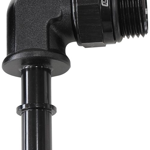 EFI FUEL FITTING 90 DEG 3/8   PUSH ON BARB TO -8ORB BLACK