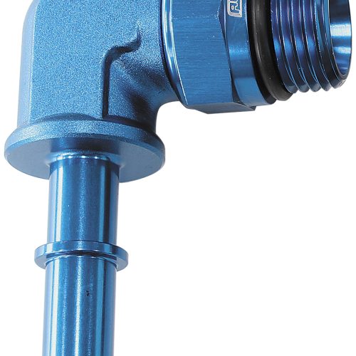 EFI FUEL FITTING 90 DEG 5/16  PUSH ON BARB TO -8ORB BLUE