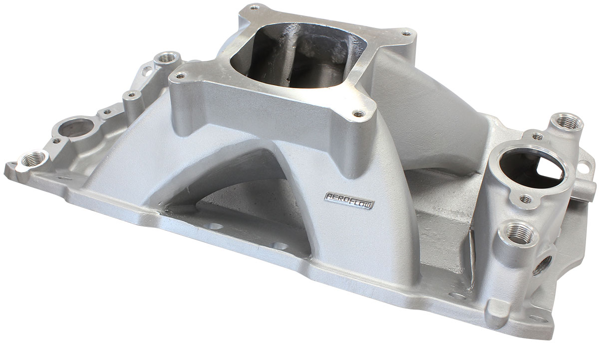 SBC HI RISE INTAKE MANIFOLD SINGLE PLANE CHEV 350 NATURAL