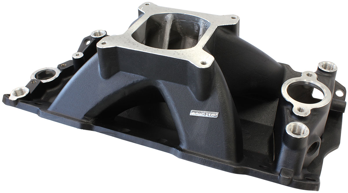 SBC HI RISE INTAKE MANIFOLD SINGLE PLANE CHEV 350 BLACK
