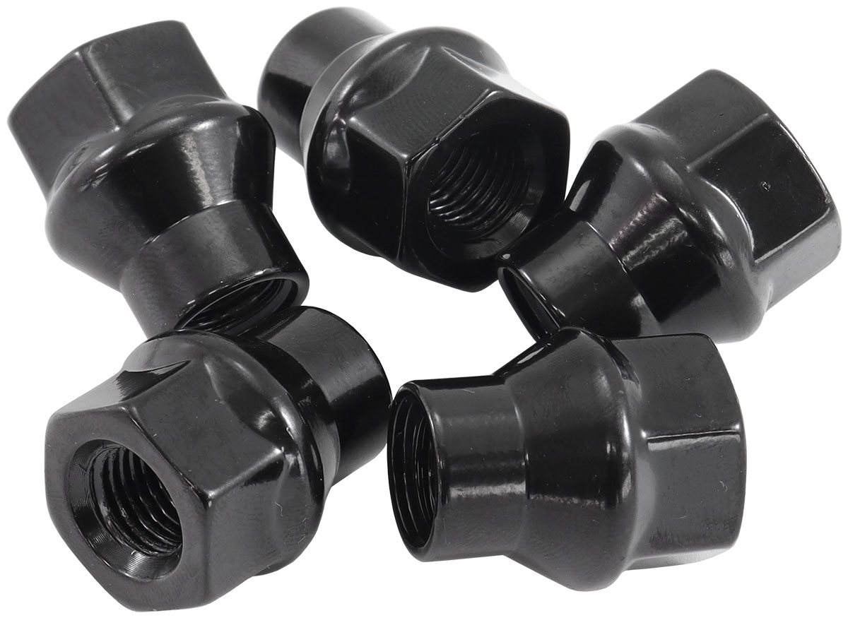 1/2"-20 CONICAL ET OPEN WHEEL NUTS BLACK (5 PACK)