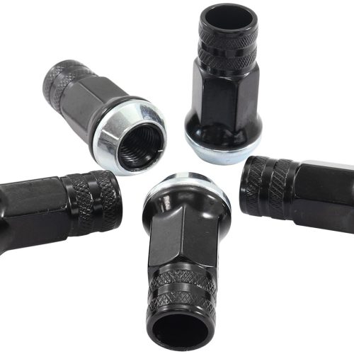 M12 X 1.25mm ACORN LONG OPEN WHEEL NUTS BLACK (5 PACK)