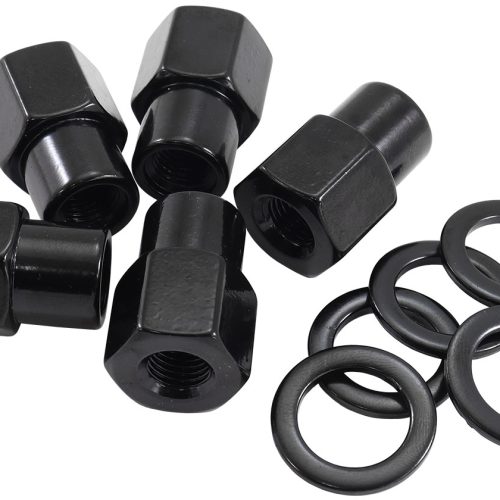 M12 X 1.25mm .550″ SHANK OPEN WHEEL NUTS BLACK (5 PACK)