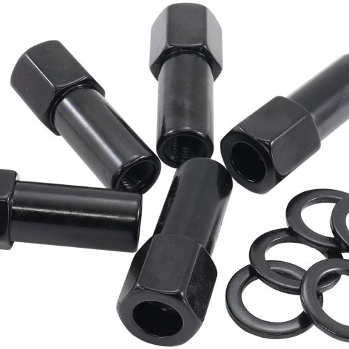 M12 X 1.25mm 1.38″ SHANK OPEN WHEEL NUTS BLACK (5 PACK)